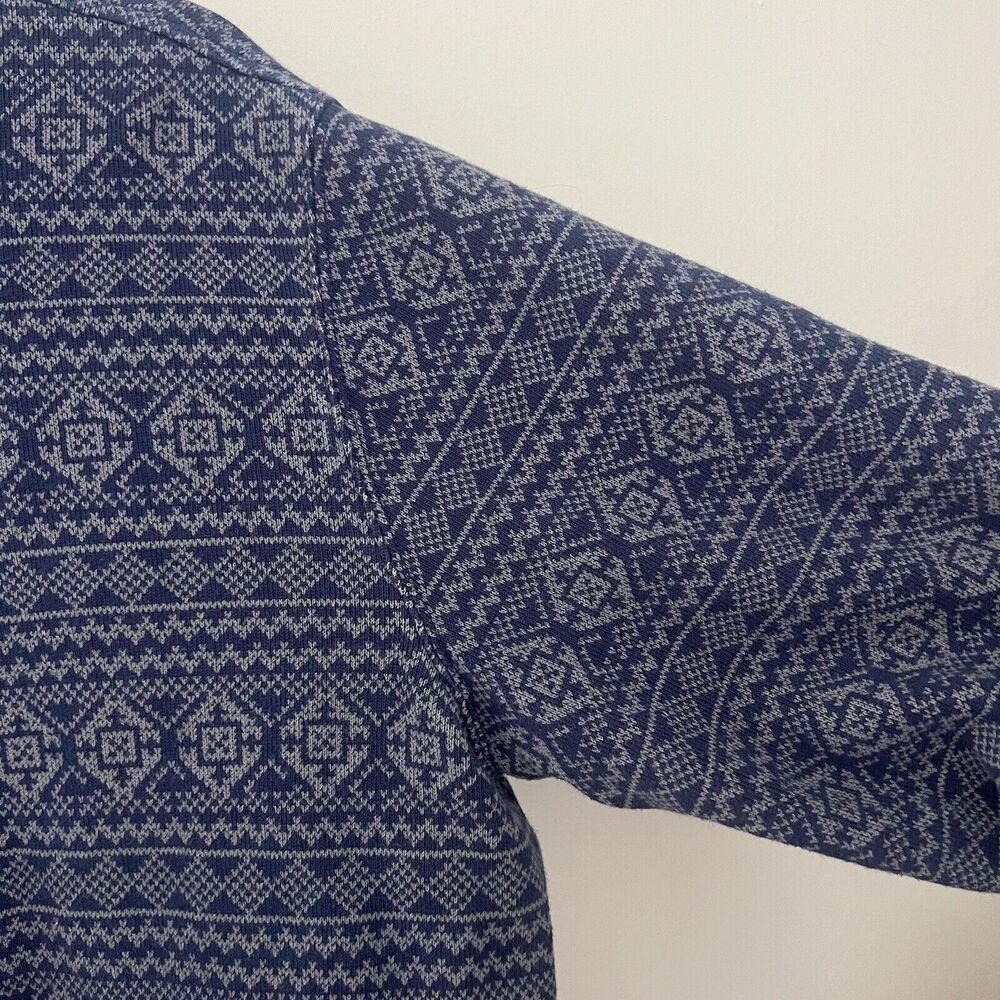 Lands End Mens 1/4 Zip Sweater Blue Fair Isle Print Sz XL - Picture 7 of 12